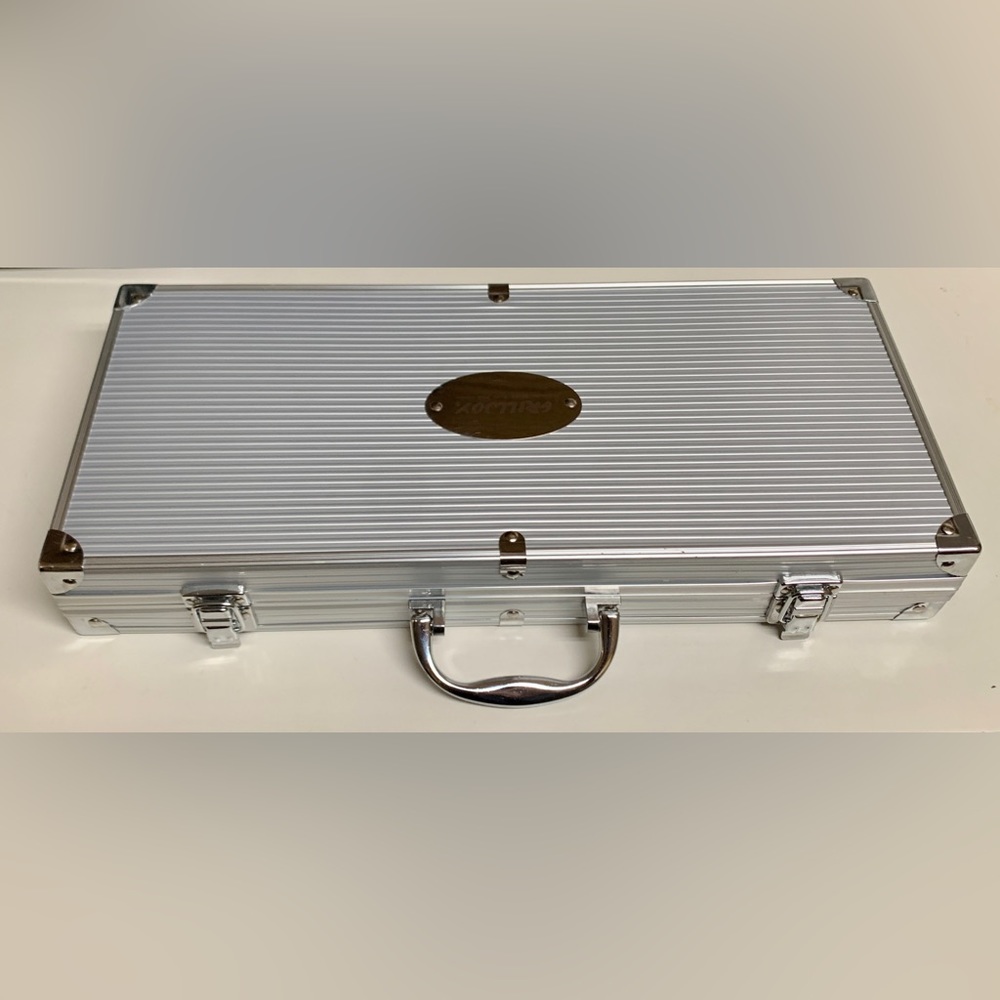 GRILL JOY 24 Piece SILVER Barbecue Grilling Meat Cooking Tool Utensil Kit Case